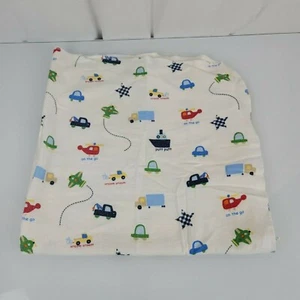 Circo Baby Receiving Baby Blanket Cotton Flannel White Star Car Plane Truck - Picture 1 of 3