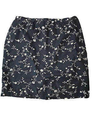 Casual Corner Annex Womens A-Line Skirt Navy White Floral Lined Knee Length 16W - Image 1 of 4