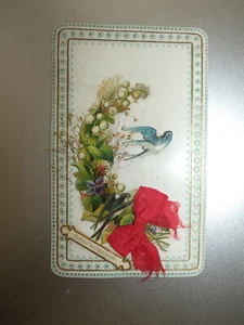 carte Fantaisie hirondelle bonne et heureuse annee noeud rouge en ruban - Picture 1 of 1