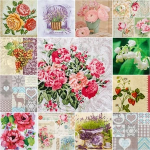 5 servilletas de mesa de papel individual para decoupage * ROSAS * NAVIDAD * FLORES * LAVANDA - Imagen 1 de 8