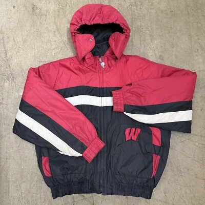 Wisconsin Puffer Jacket Badgers Mens Size XXL Pro Player Full Zip Vintage 90s - Image 1 of 4