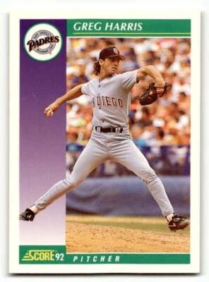 1992 Score #378 Greg Harris    San Diego Padres Baseball Cards EX/NM ID:55117 - Image 1 of 2