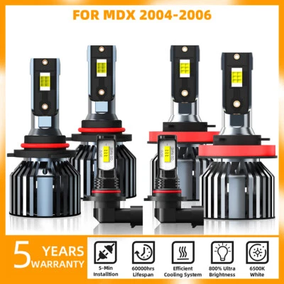 LED Headlight Bulbs Kit High Low Fog Beam 6500K For Acura MDX 2004-2006  - Image 1 of 4