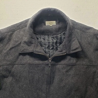 Merona Gray Wool Blend Winter Coat Jacket Knit Collar Full Zip Adult Men's XL - Image 1 of 4