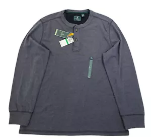 G.H. Bass & Co Mens Large Henley Shirt Gray Sweater Stretch Jersey Cotton NWT - Picture 1 of 12