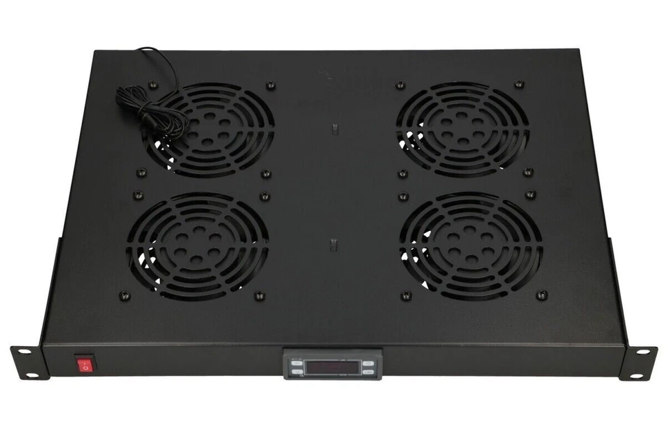 EXTRALINK 19" Rackmount Lüfter Panel mit 4 Ventilatoren - Schwarz