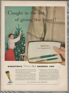 1956 SHEAFFER’S PEN advertisement, Sheaffer Snorkel Pen gift set for Christmas - Foto 1 di 3