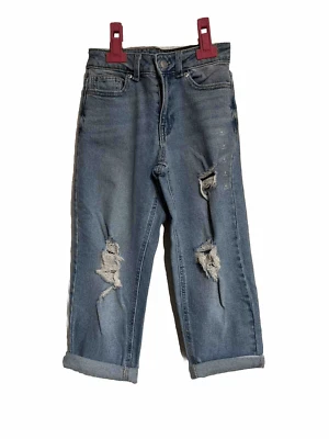 MAURICES Jeans Girls SZ 9 Short Evsies Blue Wash Mid-Rise Boyfriend Distressed - Image 1 of 4