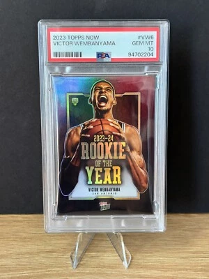 2023 Topps Now VW6 Wembanyama Rookie Of The Year PSA 10 - Imagen 1 de 4