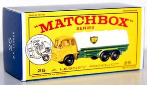 Matchbox Lesney No 25  BEDFORD B.P. PETROL TANKER Empty Repro E Box* - Picture 1 of 1