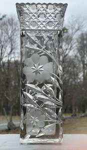 10" Antique Early American Pressed Cut McKee Innovation Art Deco Glass Vase - Picture 1 of 10