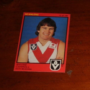 1982 SCANLENS VFL CARD  WAYNE CARROLL SOUTH MELBOURNE NEAR MINT