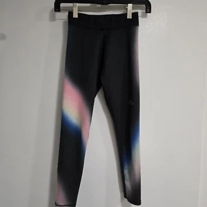 Girls Adidas Aeroready Black With Rainbow Print Tights-Girls Size S Size 8 - Picture 1 of 6