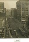 US city view trolley steet shops people fun antique photo
