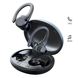 Bluetooth Headset Wireless Stereo Earphones Headphones Ear Hook for Cell Phones - Picture 1 of 12