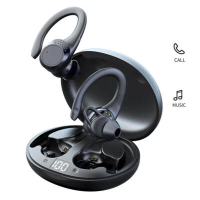 Bluetooth Headset Wireless Stereo Earphones Headphones Ear Hook for Cell Phones - Image 1 of 4