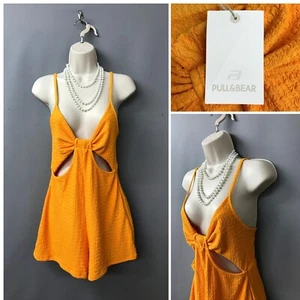 NUEVO Traje de juego para mujer Pull & Bear con tiras naranjas recortado de verano mediano precio de venta sugerido por el fabricante £19.99 - Imagen 1 de 12