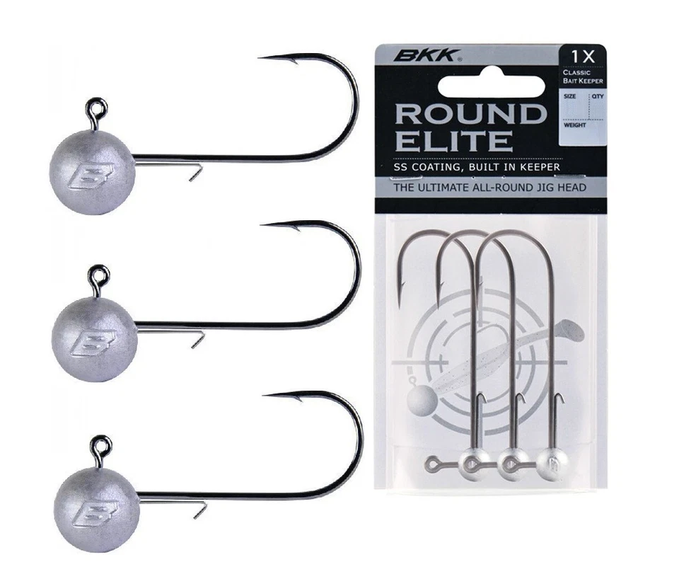 BKK Round Elite-Classic Jigköpfe Bait Keeper 3 Stück Jigheads