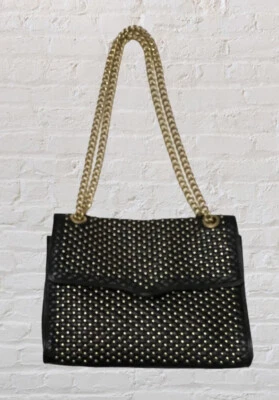 Bolso Bandolera Rebecca Minkoff Acolchado Tachonado Affair Negro Cadena Dorada Foto 1 de 4