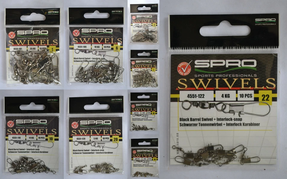 Spro Karabinerwirbel mit Interlock Snap Karabiner Tönnchenwirbel Wirbel 12Größen - Bild 1 von 1