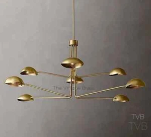 MidCentury Brass Raw Orb Sputnik Italian Ceiling Stilnovo Chandelier 2Tier - Picture 1 of 2