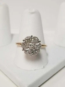 1.50Ct Round Lab-Created Diamond Cluster Flower Shape Ring 14K Yellow Gold Fn - Picture 1 of 3