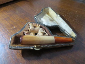 VINTAGE MEERSHAUM? STAG CIGAR/CIGARETTE HOLDER w/ CASE - Picture 1 of 4