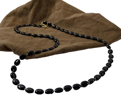 Современный Napier ожерелье - черный продолговатый бисер разделен золотистый круглый бисер - Изображение 1 из 4