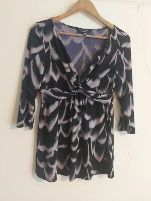 Blusa para dama talla 14 azul marino y gris Laura Ashley usada Foto 1 de 4