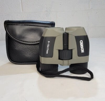 Carson adjustable 5-15x 17 compact binoculars 5.6-3.2 degree view angle - Image 1 of 4