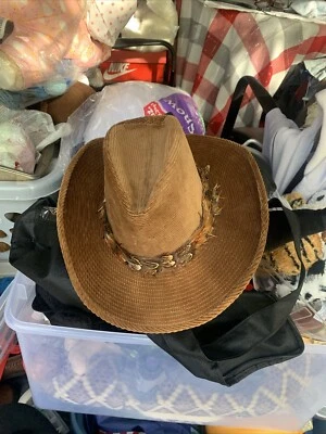 Sombrero de vaquero vintage Resistol para hombre ranchero tostado pana borde de plumas talla 7 1/8 Foto 1 de 4