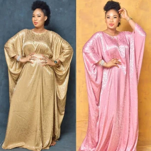 Abiti oversize africani Dashiki raso donna caftano musulmano marocchino Dubai Abaya - Foto 1 di 19