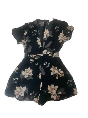 ASTR Azul Mujer Mameluco Pantalones Cortos Mono Cuello en V Manga Corta Estampado Floral Talla Pequeña Foto 1 de 4