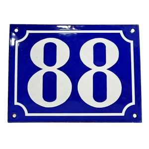 Mid century large vintage French white house number enamel sign plaque 88 Paris - Picture 1 of 3
