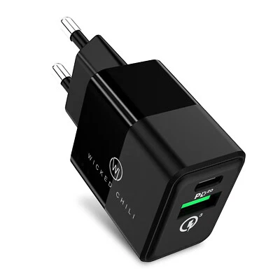 20W Dual USB-Netzteil mit QC 3.0 und USB C PD Schnellladegerät für iPhone 14 Pro - Bild 1 von 4