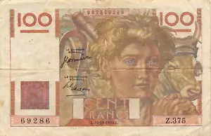 France 100 Francs 12.10.1950 Series Z.375 Circulated Banknote FS - Picture 1 of 2