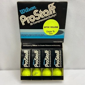 Wilson Pro Staff 90 Compression/Surlyn Optic Yellow Golf Balls NEW OLD STOCK 12 - Picture 1 of 7