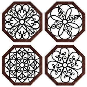 4 Pieces Thicken Rustic Wall Decor Modern Farmhouse Wall Art Decor Wooden Hol... - Picture 1 of 7