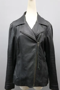 R.M.WILLIAMS Rare Black Leather Zip Biker Jacket Womens Sz 10/S - Picture 1 of 24