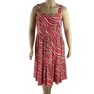 Michael Michael Kors Midikleid Zebramuster Stufen Geraniumrot 1X - Bild 1 von 7