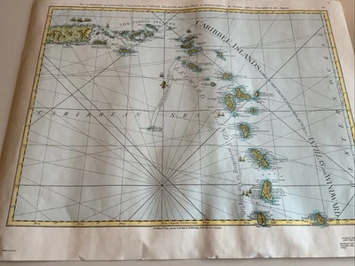 Mapa de Islas del Caribe en 1794 (Sotavento, Puerto Rico, Islas Vírgenes) Impresión Foto 1 de 4