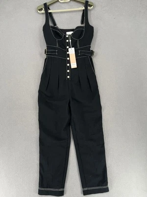 Mono Alice McCall 6 Negro Nuevo con Etiquetas Correa Corazón Sin Mangas Botón Foto 1 de 4