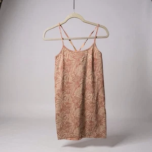 Mini Vestido Pact Tropical Estampado de Hojas Correa de Espagueti Rosa Coral Talla S - Imagen 1 de 9