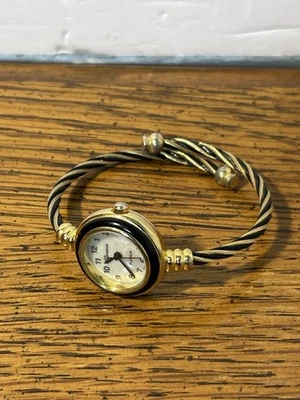 Geneva Platinum Collezio Women’s Watch Gold Tone & Black Twisted Bangle Cuff - Image 1 of 4