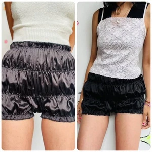 Vintage Black Bloomer Shorts Fairy Grunge Babydoll Knickers Ruffled Bloomers | M - Picture 1 of 3