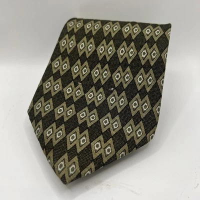 Vintage EUC Guess ? USA Made Silk Tie Men’s Necktie Geometric Diamonds Brown Tan - Image 1 of 2