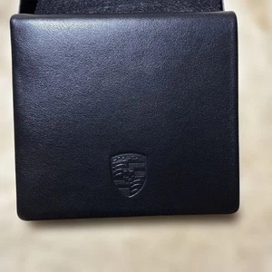 Porsche Leather Money Clip Wallet Card Case Holder Black Near mint - Picture 1 of 7