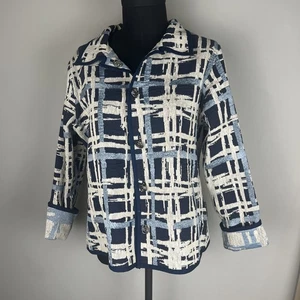 Giacca Winding River reversibile blu geometrica con bottoni - Foto 1 di 9