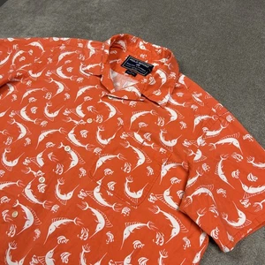 Vintage Polo Sport Ralph Lauren Hemd XL Orange Fisch Hawaii Camp Loop Kragen - Bild 1 von 9