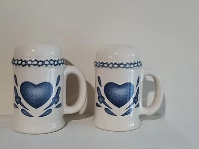 Corelle Corning СИНИЕ ГУБЧАТЫЕ СЕРДЕЧКИ солонки перечницы большие от Jay импортные винтажные - Изображение 1 из 4